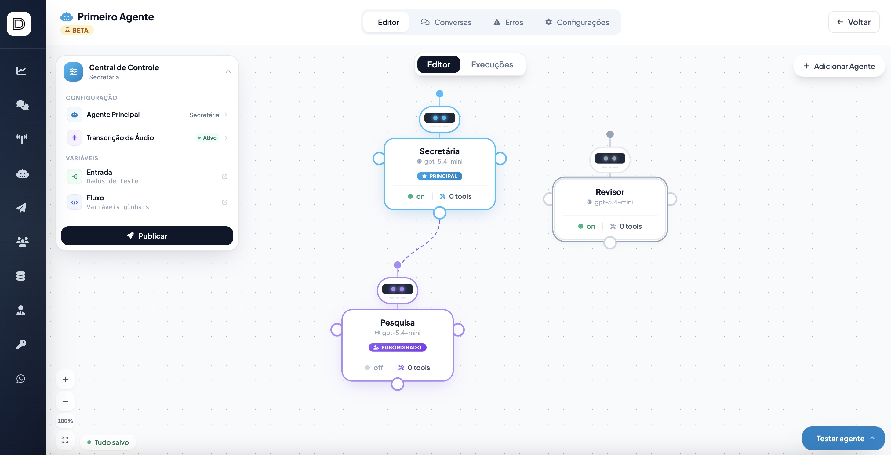 Builder de agentes Datafy Chats